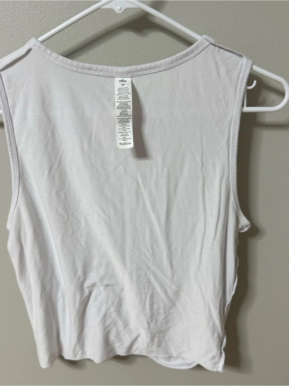 Alo 249844 Women's Cover Twist Front Cropped Tank Top White Medium Pilates Yoga